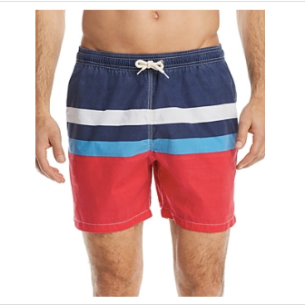 Barbour Men Swim Trunks Short Basic Small Red Beach Colorblocked